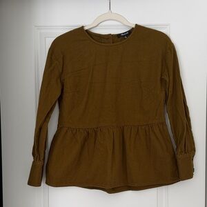 Madewell Olive Long Sleeve Peplum Women's Top